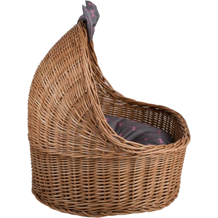 Плетена будка з лози для собак і котів e-wicker24, з дахом, натуральний сірий, лежанка, кошик, будиночок