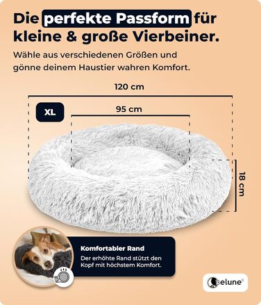 Belune® Лежанка для собак знімний чохол - Оригінал - [S, 70см] Корзина для собак, ліжко для котів, лежанка для собак, м'яка лежанка для великих, середніх та маленьких собак (XL (120см), Білий)