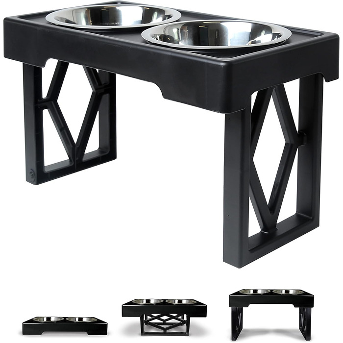 Pet Zone Designer Diner регульована підставка з мисками для собак, підвищена, метал, антип ковзання