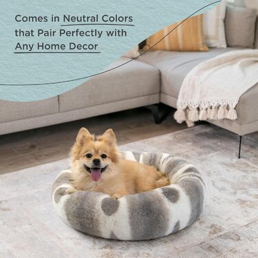 Крісло-лежанка для собак Best Friends by Sheri Hundebett, плюшеве, заспокійливе, у вигляді пончика, 58.4 x 58.4 см, сірого кольору, розмір S
