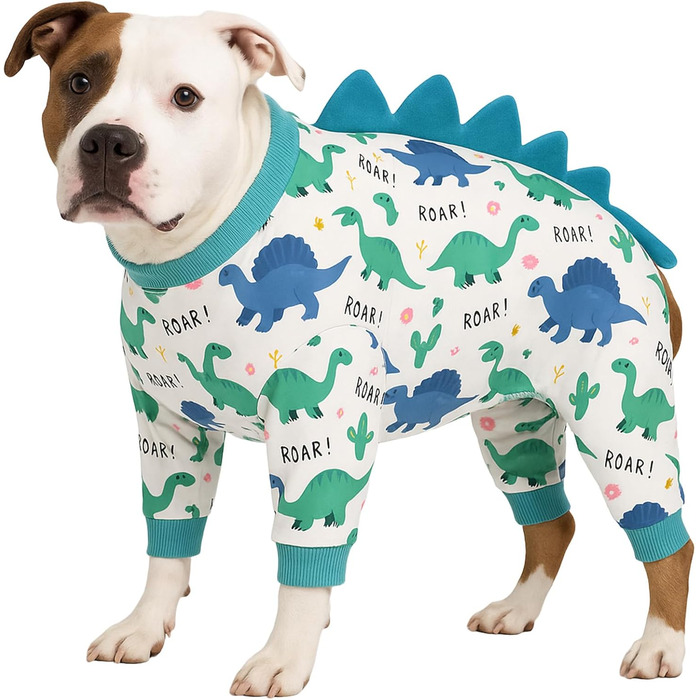 Піжама LovinPet для великих собак, чотирилапа, еластична, з захистом від сонця UV, анти-протікання, заспокійливий післяопераційний костюм для собак, для середніх та великих порід, зелено-помаранчевий / зелений / помаранчевий (білий / блакитний, розмір L)