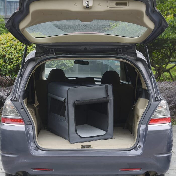 Складана переноска для собак та котів, авто-переноска для тварин, сіра, 46x36x41 см