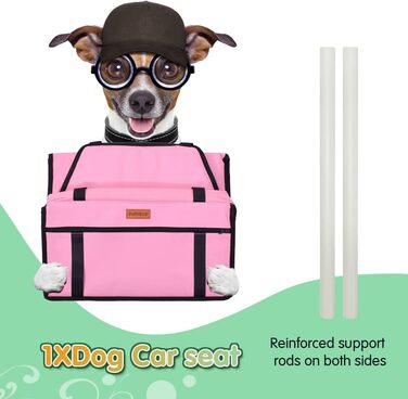 Автокрісло для собак - рожеве, з ременями безпеки, водонепроникне, для маленьких собак, підходить для заднього та переднього сидіння
