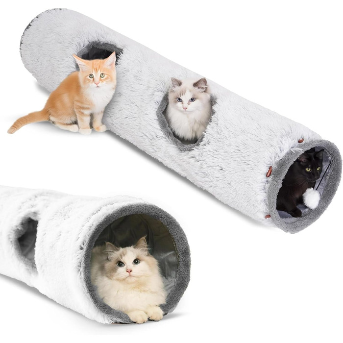 Туннель для котів XXL PETS-TOP – великий тунель для котів – шуршачий тунель – інтерактивна іграшка для котів – з м'якого плюшу