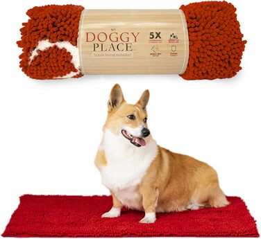 Мікрофібровий килимок для собак My Doggy Place, червоний, 78,7x50,8 см, для витирання брудних лап, швидковбирний, швидкосохнучий, можна прати та сушити в машинці