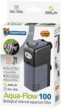 Акваріумний фільтр Superfish Aqua-flow-100 для води в акваріумі, чорний (UK-вилка)