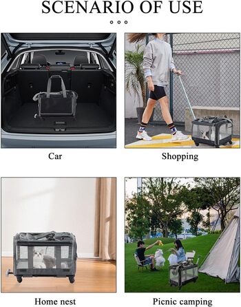 Транспортна переноска для котів та собак на колесах, складна, м'яка, з телескопічною ручкою. Ідеальна для подорожей, кемпінгу та активного відпочинку.
