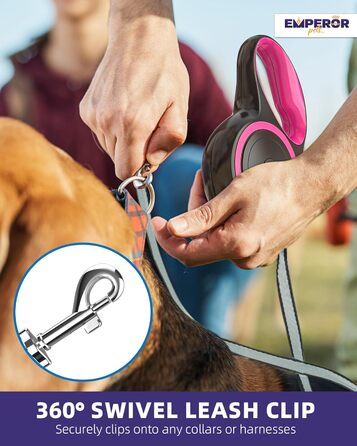 Рулетка для собак Emperor Pets 8м, до 50 кг, міцна висувна повідок з антиковзною ручкою, гальмо, пауза та блокування, для великих собак