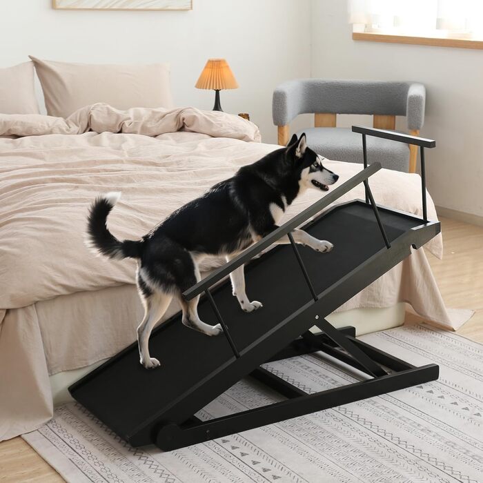 Рампа для собак на ліжко та диван, 5 ступенів, чорна, 115 см