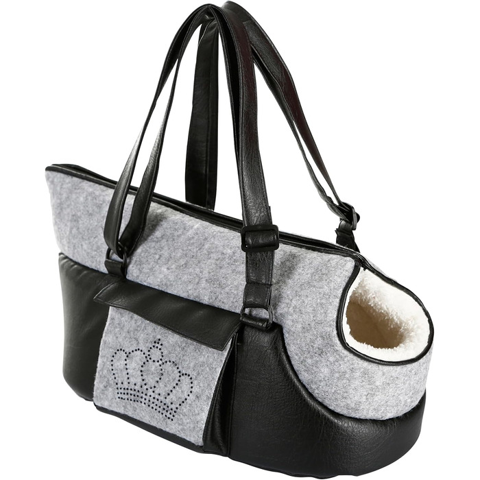 Транспортна сумка для собак та котів Kerbl Chiara, 46x23x25 см, поліестер, чорний/сірий