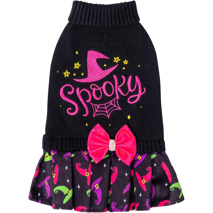 CuteBone Синій собачий светр з сніжинками, одяг для цуценят, зручні толстовки та зимові куртки для собак, отвір для повідка DS72-DE (L, Halloween 3)