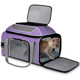 Транспортна сумка для домашніх тварин Petskd, фіолетовий колір, 48.3 x 33 x 22.9 см, підходить для собак до 5.4 кг та котів до 6.8 кг, схвалена Southwest Allegiant Airlines