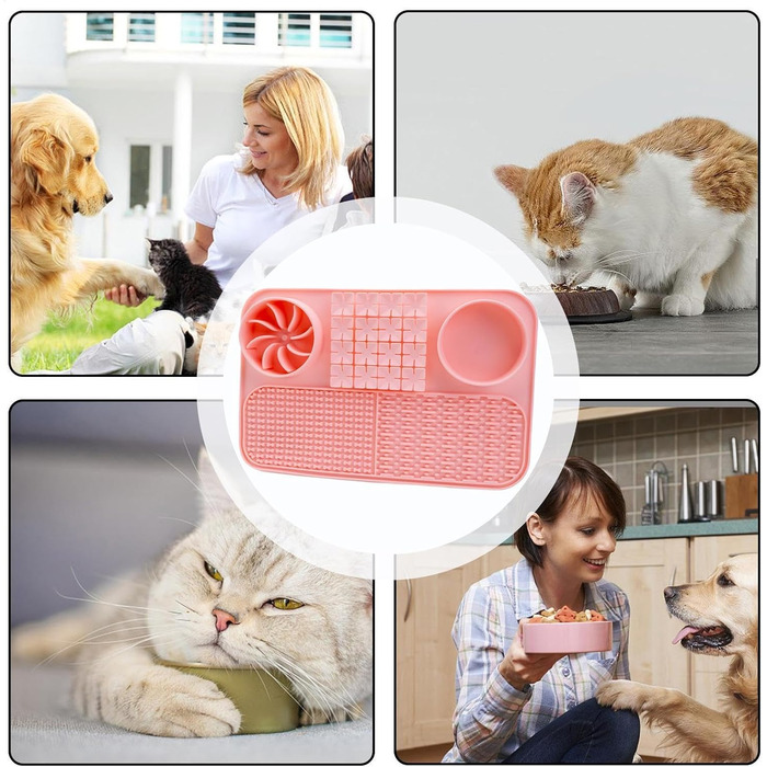 Килимок для собак - годівниця-лизунчик | Килимок для цуценят | Силіконовий килимок для годування собак | Миска для собак з кормом (Рожевий)
