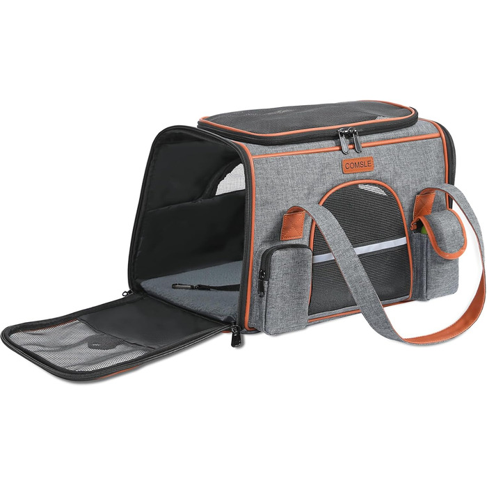 Сумка-переноска для кота/собаки COMSLE, 42x22x25 см, сіра (до 7 кг)