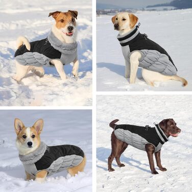 Водонепроникний зимовий теплий одяг для собак, куртка для собак, теплий зимовий одяг для собак, підкладка, одяг для чихуахуа (Чорний S) S Чорний