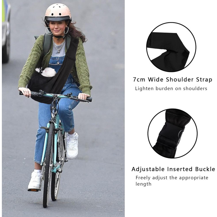 Сумка-слінг для тварин, переноска для котів та собак, регульована через плече, чорна