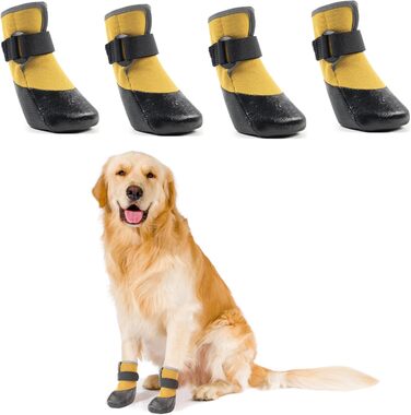 Чоботи для собак LiebeDD: захист лап, 4 шт., антиковзаючі, водонепроникні, зелені/жовті (XL)