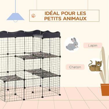 Клітка для котів PawHut з пробігом, 3 яруси, 2 двері, пандус, металевий каркас, 105 x 70 x 116 см, чорна