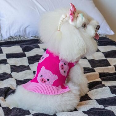 Теплий зимовий пуловер для собак CuteBone з візерунком сніжинок, розмір M, рожевий (з отвором для повідка) DS72-DE