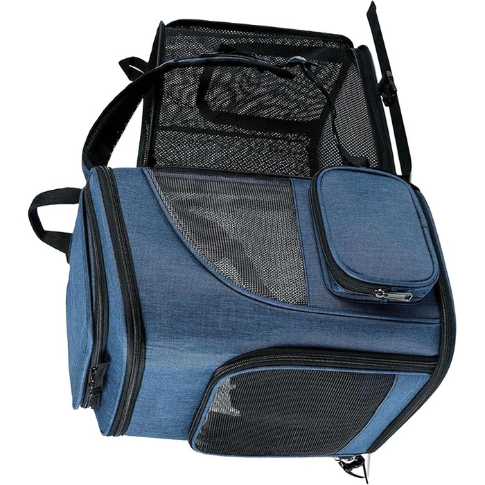 Рюкзак-переноска для котів RASTKY, складана переноска для тварин, міцна переноска для собак та малих тварин до 8 кг, ідеально підходить для візитів до ветеринара, прогулянок у парку, сірий (чорний) (блакитний)