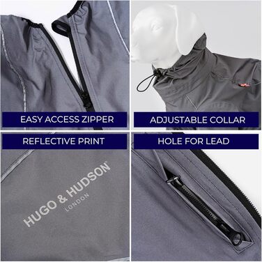 Відбиваюча куртка для собак Hugo & Hudson з капюшоном, вітрозахисний зимовий одяг, помаранчевий (сірий, L55)