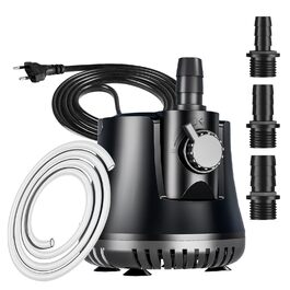 Помпа для акваріума та ставка 15W, занурювальна, надтиха, з регулятором, 2 насадки (2500 л/год)