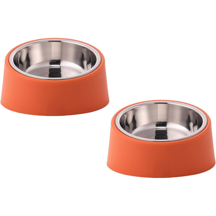 Миска для собак та котів Fuwok, нахилена під кутом 15°, знімний, неслизький, антивитікаючий дизайн, 2 шт. (Червоний, S)
