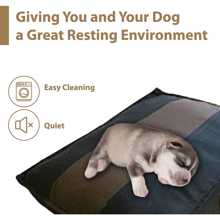 Ліжко для собак Ellie-Bo середнього розміру 71 x 48 x 10 см, смугастий дизайн чорного та коричневого кольорів, підходить для клітки 76,2 см