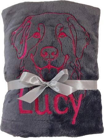 Персоналізована ковдра для собак з вишивкою породи та імені. М'яка ковдра для цуценят та собак, 130x170 см, для дому, авто, софи, сіра, washable