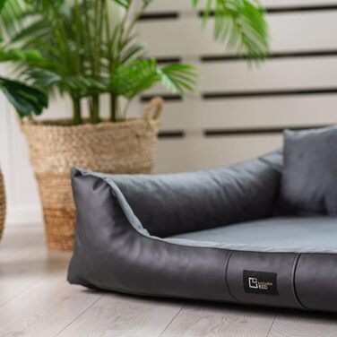 Ортопедичне ліжко для собак Eden, велике, середні породи, без подушки - килимок для собак, матеріал еко-шкіра + акриловий матеріал, знеболююче, зносостійке, міцне (L, чорно-коричневе)