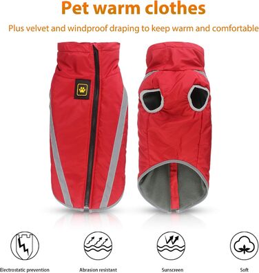 PETCUTE Водонепроникна куртка для середніх і великих собак з флісом, теплий зимовий одяг для собак