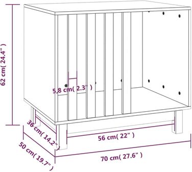vidaXL Будка для собак 70x50x62 см з масиву сосни, будиночок для собак, лежак