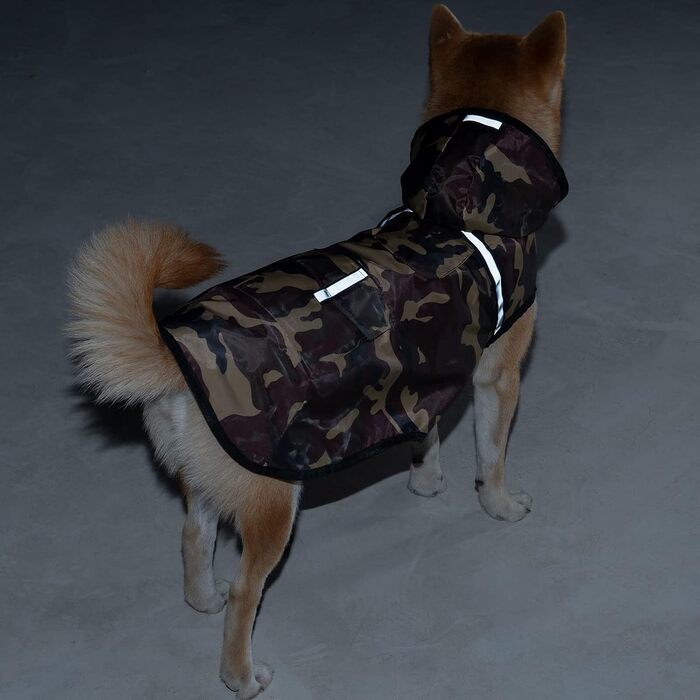 Водонепроникна куртка для собак KoKoBin з капюшоном, світловідбиваюча, XXL, коричнева