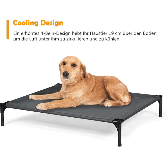 Лежанка для собак Relax4Life з балдахіном, сіра, для дому та саду, до 60 кг, 105 x 87 x 89 см