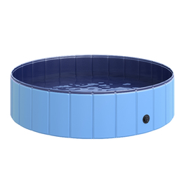 PawHut Dog Pool Великий дитячий басейн для собак Ø120xH30 см з ПВХ Wood Blue, ідеальний басейн для охолодження влітку
