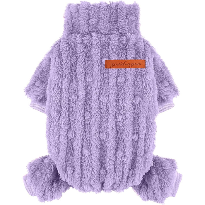 Піжама для собак маленьких порід: теплий флісовий комплект для дівчаток та хлопчиків, теплий зимовий костюм для чихуахуа, йоркширського тер'єра (фіолетовий, розмір Small)