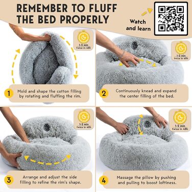 Крісло-лежанка для собак PetJett, середнього розміру, 76,2 см, у вигляді пончика, з антиковзким покриттям та можливістю прання, супер м'яке та пухнасте, кругле ліжко, знімає тривожність, преміум-комфорт для домашніх тварин, підходить для собак до (Д 76 x 