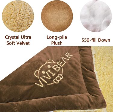 Килимок для собак, лежанка Comfy, великі породи, миється, плюш, стильний, лежанка для домашніх тварин, собача ковдра, двосторонній килимок (110x70cm) -2 (50x70cm, Коричневий-1)