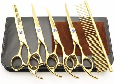 Набір професійних ножиць для грумінгу домашніх тварин, 15 см, нержавіюча сталь, безпечні, гострі, фіолетовий