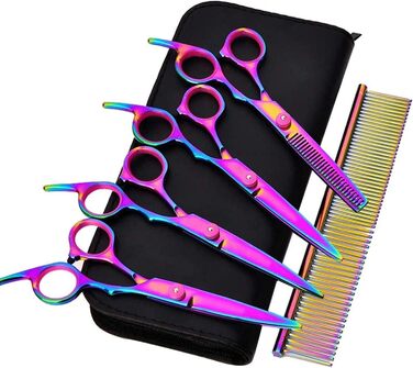 Набір професійних ножиць для грумінгу домашніх тварин QUNINE: ножиці для стрижки, вигнуті та фінішні