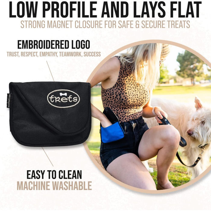 Сумка для ласощів WoofHoof для собак та котів, магнітна, з кліпсою для ременя, чорно-синя, професійна якість