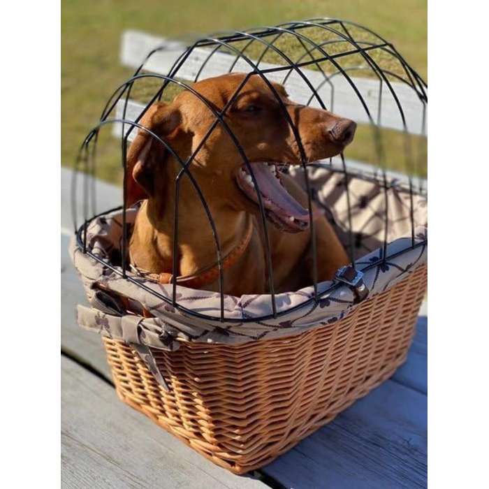 Ретро кошик для велосипеда з кришкою, плетіння з лози, переноска для тварин з підкладкою з тканини