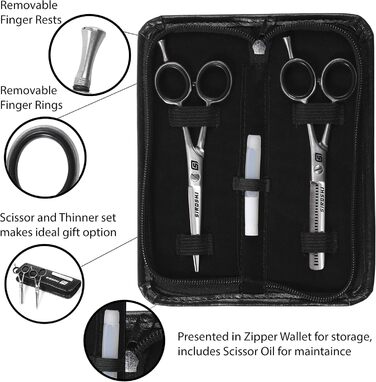 Набір ножиць та витончувачів для стрижки волосся - професійний або для дому