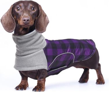 Водонепроникна зимова куртка для маленьких собак, мініатюрний джек-рассел, куртка для собак з отвором для шлейки, ідеальна для прогулянок, походів, кемпінгу, розмір (xs, фіолетовий в клітинку)