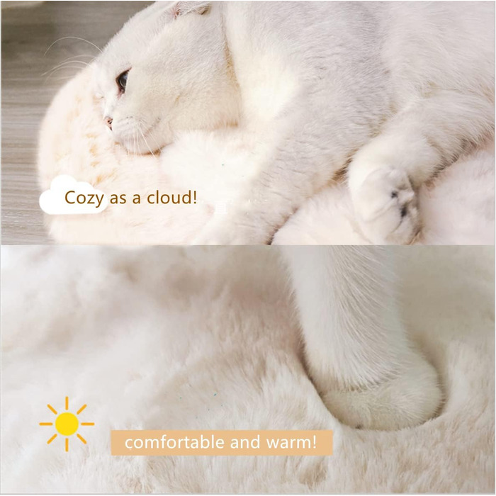 SHENGOCASE 2 шт. круглі подушки з штучного хутра 30 см, з імітацією кролячого хутра, для ліжок котів та собак, замінні подушки для котячих комплексів, кліток, вольєрів, меблів. Діаметр 30 см