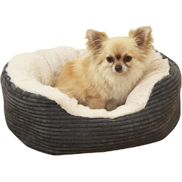 Крісло-ліжко для собак Rosewood 04302 з широкого корду/плюшу, сіре, розмір 53x63x15 см