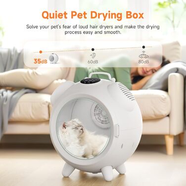 Сушарка для тварин 62L з УФ стерилізацією, автоматична бокс-сушарка для собак та котів, низький шум, таймер та контроль температури