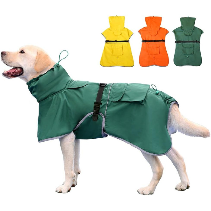 Дощовик для собак KOOGAL, зелений, зимовий, 6XL, для середніх і великих порід