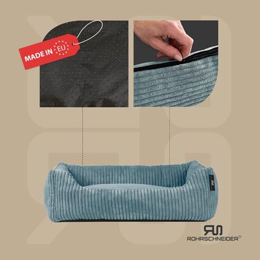 Лежанка для собак Rohrschneider | Миюча, для маленьких та середніх собак | З подушкою Cord | 2 розміри (55x42 см/70x50 см) + пакетики для вигулу (Турквіс 55 см, Cordstoff breit)