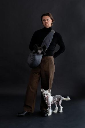 Трансформер для собак Noah & Paw: переноска для маленьких собак до 10 кг з регульованим плечовим ременем та м'яким хутром, 3 системи безпеки, веганська шкіра